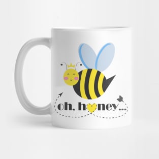 Happy bee princess character with tiara and typography Oh Honey Mug